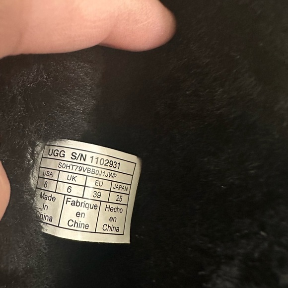 UGG Black Suede Women's Boots coquette style Sz 8 - Picture 6 of 7